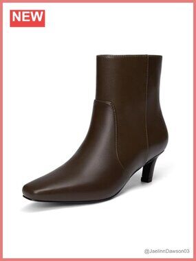 Faux Leather Square Toe Ankle Boots with Side Zipper